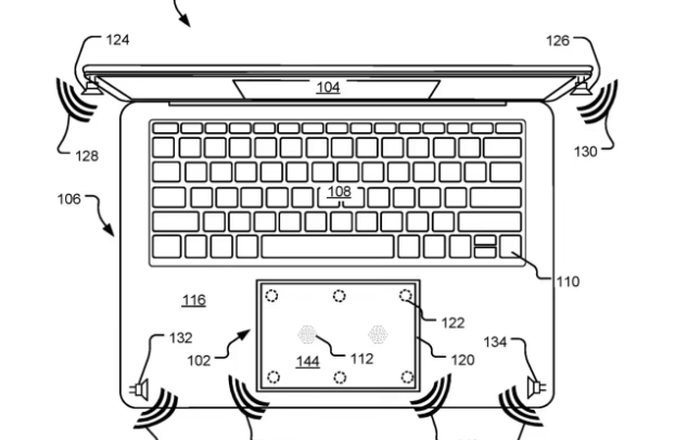 微软专利：未来Surface Laptop触控板下扬声器，类线性马达振动且增强音场